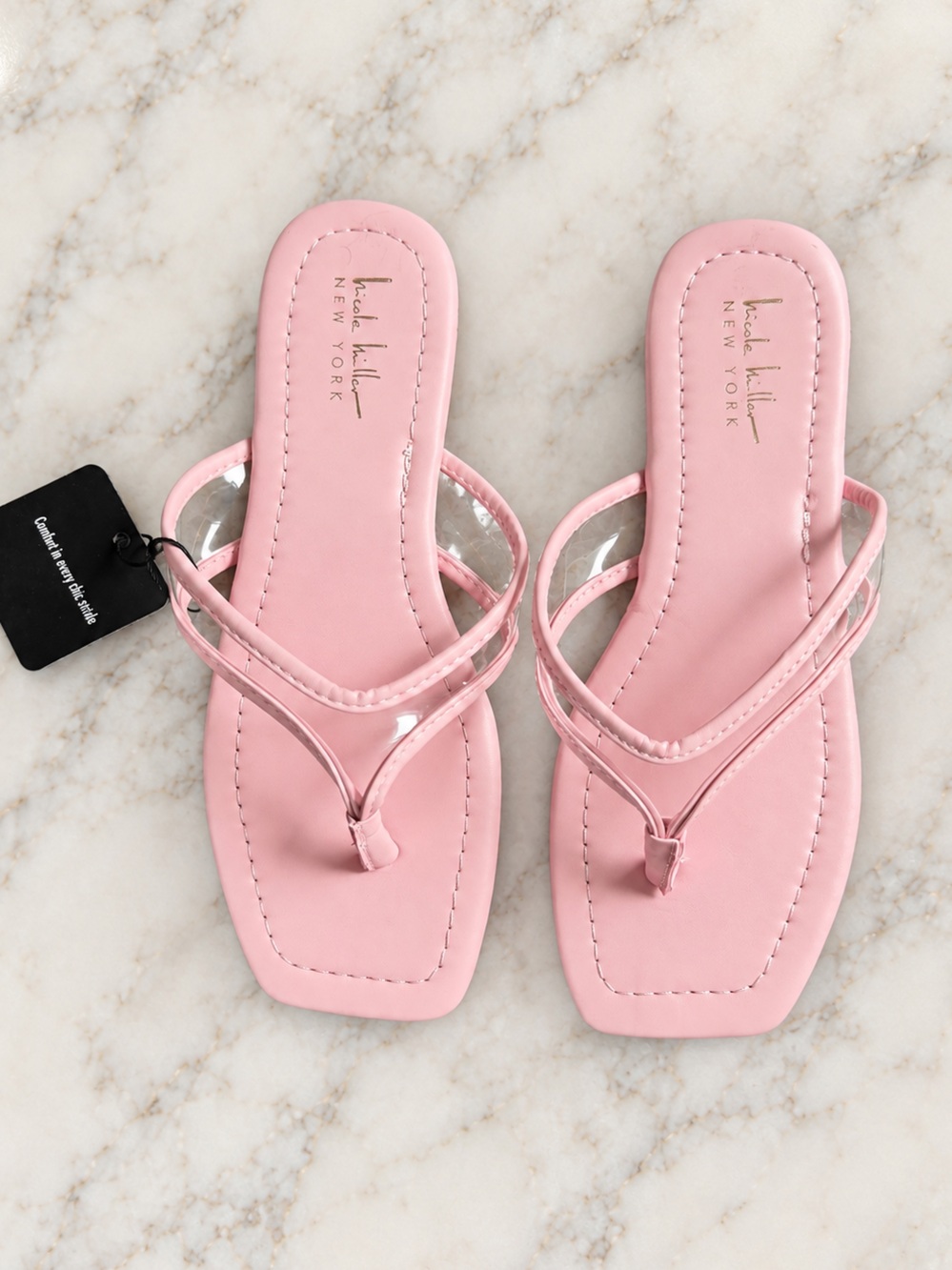 Nicole Miller New York pink square-toe sandals